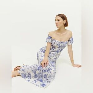 Reformation Blue Floral Midi Dress